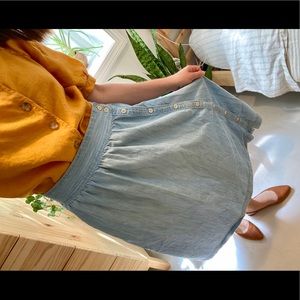 Madewell Chambray A-line Side Button Midi Skirt